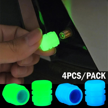 4pcs Luminous Valve Caps Fluorescent Night Glowing Universal