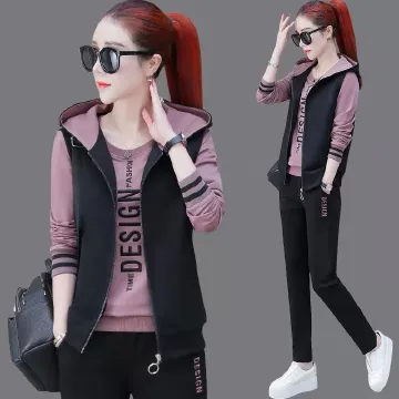 2024 Autumn Pure Cotton Large Women's Sportswear Set Casual Fashionable Korean Women's Three Piece Set
