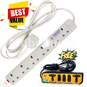 Power King Extension Cable With 6 AC Power Outlets 13A And 2 M Long Cable