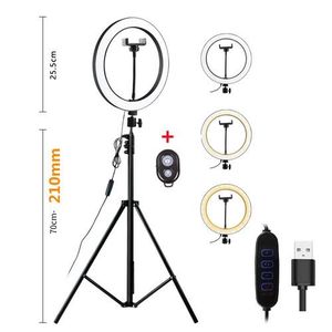 ARHANORY Phone Tripod Stand Mobile Phone Holder Mount Ring Light Set Selfie Stick-Black