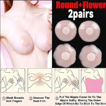 Reusable Silicone Nipple Cover for Women Bra Sticker Breast Petal Strapless Bra Invisible Boob Pads Chest Pasties Intimates 2 Pcs Round