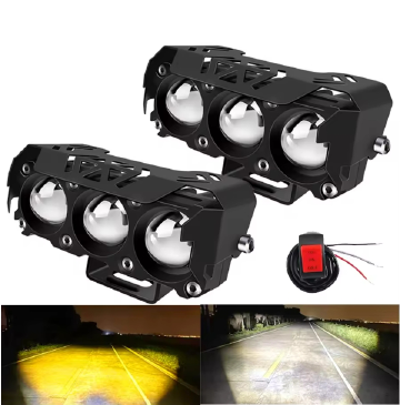 Motorcycle Three Eye LED Spotlights External Headlights