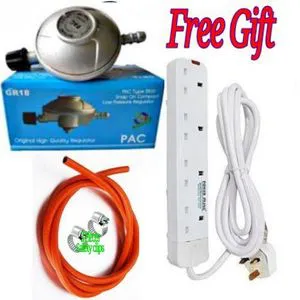 Power King 4Way Plug Quality Extension Socket 2Meter Cable 6KG GAS REGULATOR CLIPS Pipe