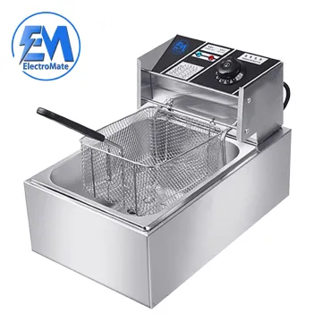 EM 6L 12L Single Commercial Electric Deep Fryer Stainless Steel Cookware Silver ElectroMate EF01
