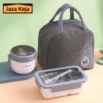 Jaza Keja Lunch Bento Box Set Portable Leak Proof Storage Soup Cup Lid Thermal Bag Reusable Insulated Food Containers Office Kids