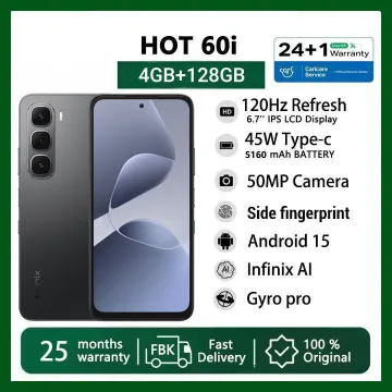 Infinix Hot 60i 8GB RAM 128GB 6.7" 120Hz 4G Dual SIM 5160mAh 45W Fast Charging 50MP Camera IP64 G81