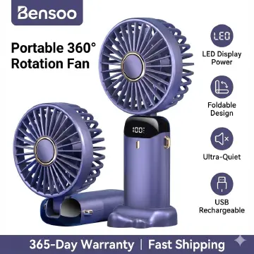 Bensoo N15 Desktop Foldable LED Display Small Fan Portable USB Rechargeable Mini Cooling Adjustable Height Quiet Table Fan