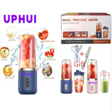 UPHUI Personal Blender Shakes Smoothies Portable Mixer Fruit Juicer USB Rechargeable 6 Blades Handheld Mini Blender