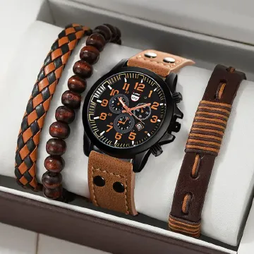 Men Leather Watch Man Luxury Quartz Stainless Steel PU Leather Strap Wrist Watches Business Blue-Ray Waterproof Valentine Gift