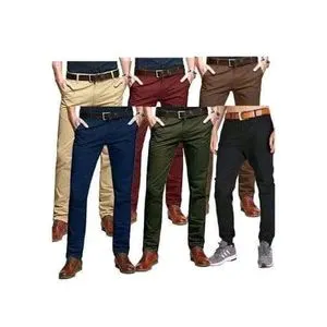 6pcs Men Stylish Khaki Trousers Office Casual Multi Color