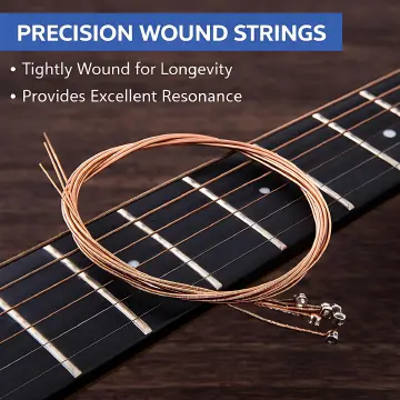 Acoustic Guitar Copper Strings Set 1-6 Premium Phosphor Copper Wound Anti-Rust Smooth Stable Tuning Bright Warm Tone
