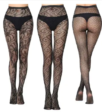 Women's Hosiery 2 Pairs High Elastic Jacquard Fishnet Stockings Sexy Spider Web Pantyhose Black Tights Underwear