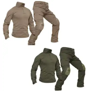 Men Khaki Tactical Combat Suit Military Knee Pads Cargo Pants