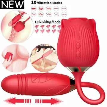 2 In 1 Rose Sex Toy Vibrator Clitoral Sucking Tongue Licking